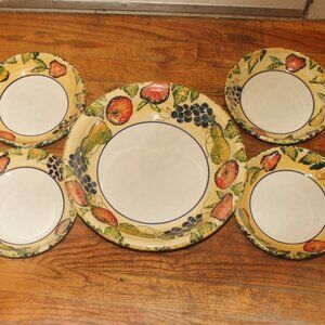 $525 5pc Handpainted Made in Italy The Cellar Colorful Salad or Pasta Bowls Set